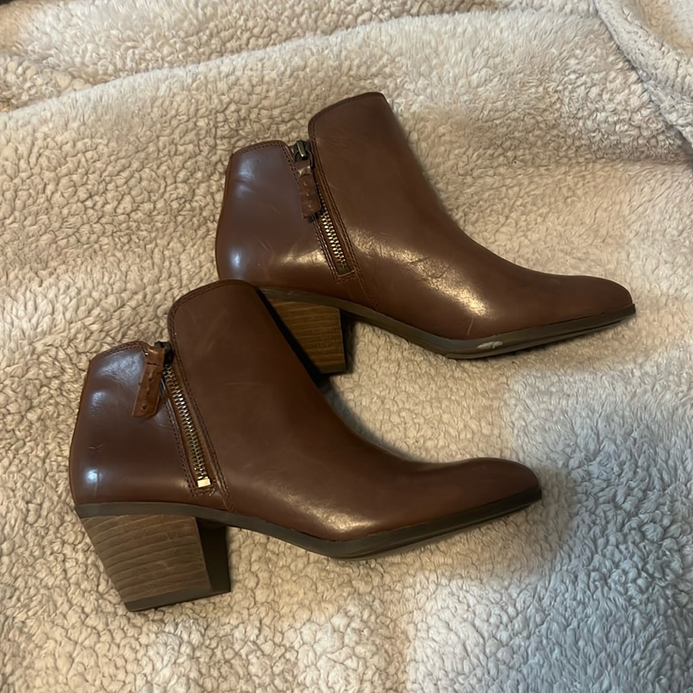 Brown leather ankle boots